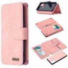 For Samsung Galaxy A21s Detachable Frosted Magnetic Horizontal Flip Leather Case with Card Slots & Holder & Zipper Wallet & Photo Frame(Pink) - 1