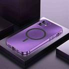 For iPhone 12 Spring Buckle MagSafe Magnetic Metal Phone Case(Purple) - 1
