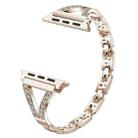 For Apple Watch 42 / 44 / 45 / 46 / 49mm xDfind Herringbone Diamond Stainless Steel Watch Band(Champagne Gold) - 3