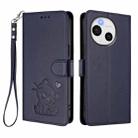 For Sharp Aquos Sense9 Embossed Heart Cat Leather Phone Case with Strap(Blue) - 2