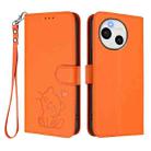 For Sharp Aquos Sense9 Plus Embossed Heart Cat Leather Phone Case with Strap(Orange) - 2