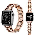 For Apple Watch 42 / 44 / 45 / 46 / 49mm xDfind V-shaped Metal Watch Band(Rose Gold) - 1