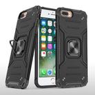 For iPhone 8 Plus & 7 Plus  Magnetic Armor Shockproof TPU + PC Case with Metal Ring Holder(Black) - 1