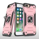 For iPhone 8 Plus & 7 Plus  Magnetic Armor Shockproof TPU + PC Case with Metal Ring Holder(Rose Gold) - 1