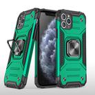 For iPhone 11 Magnetic Armor Shockproof TPU + PC Case with Metal Ring Holder(Deep Green) - 1