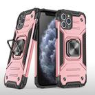 For iPhone 11 Pro Magnetic Armor Shockproof TPU + PC Case with Metal Ring Holder(Rose Gold) - 1