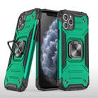 For iPhone 11 Pro Magnetic Armor Shockproof TPU + PC Case with Metal Ring Holder(Deep Green) - 1