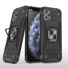 For iPhone 11 Pro Max Magnetic Armor Shockproof TPU + PC Case with Metal Ring Holder(Black) - 1