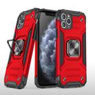 For iPhone 11 Pro Max Magnetic Armor Shockproof TPU + PC Case with Metal Ring Holder(Red) - 1