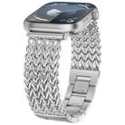 For Apple Watch 42 / 44 / 45 / 46 / 49mm xDfind Herringbone Braided Stainless Steel Watch Band(Silver) - 1