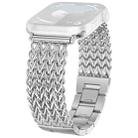 For Apple Watch 42 / 44 / 45 / 46 / 49mm xDfind Herringbone Braided Stainless Steel Watch Band(Silver) - 2
