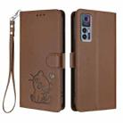 For TCL 30 4G / 5G / 30+ Embossed Heart Cat Leather Phone Case with Hand Strap(Brown) - 2