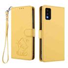 For TCL 30T / T603DL Embossed Heart Cat Leather Phone Case with Hand Strap(Yellow) - 2
