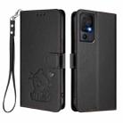 For TCL 40 SE Embossed Heart Cat Leather Phone Case with Hand Strap(Black) - 2
