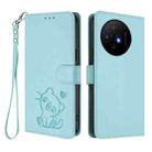 For TCL 50 XL 5G / 50 XL Nxtpaper 5G Embossed Heart Cat Leather Phone Case with Hand Strap(Mint Green) - 2