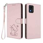 For TCL 303 Embossed Heart Cat Leather Phone Case with Hand Strap(Pink) - 2
