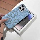 For iPhone 15 Pro Max Flower Crystal Diamond TPU Phone Case(Blue) - 3