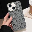 For iPhone 14 Oil-sprayed 3D Flower Diamond TPU Phone Case(Grey) - 1