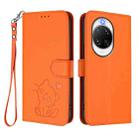 For Huawei nova 14 Ultra Embossed Heart Cat Leather Phone Case with Strap(Orange) - 2