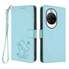 For Huawei nova 14 Pro Embossed Heart Cat Leather Phone Case with Strap(Mint Green) - 2