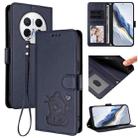 For Huawei Mate 70 Pro Embossed Heart Cat Leather Phone Case with Strap(Blue) - 1