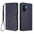 For Huawei Enjoy 50 / Enjoy 60 / nova Y70 Embossed Heart Cat Leather Phone Case with Strap(Blue) - 2