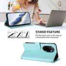 For Honor 100 Pro Embossed Heart Cat Leather Phone Case with Hand Strap(Mint Green) - 3