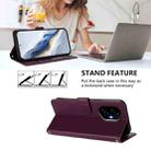 For Honor 300 Embossed Heart Cat Leather Phone Case with Hand Strap(Dark Purple) - 3