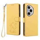 For Honor 400 Pro Global 160.8mm Embossed Heart Cat Leather Phone Case with Hand Strap(Yellow) - 2
