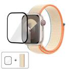 For Apple Watch Series 10 42mm Basic Nylon Loop Watch Band with 3D Curved Film(Milky White) - 1