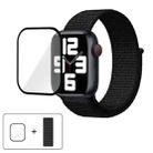 For Apple Watch Series 10 42mm Basic Nylon Loop Watch Band with 3D Curved Film(Dark Black) - 1