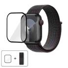 For Apple Watch Series 42mm Basic Nylon Loop Watch Band with 3D Curved Film(Black Blue) - 1