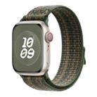 For Apple Watch Series 42mm Nylon Loop Watch Band with 3D Curved Film(Dark Green Orange) - 2