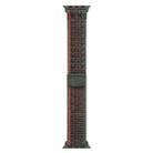For Apple Watch Series 42mm Nylon Loop Watch Band with 3D Curved Film(Dark Green Orange) - 3