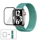 For Apple Watch Series 42mm Milanese Stainless Steel Watch Band with 3D Curved Film(Soft Blue) - 1