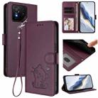 For ASUS ROG Phone 9 / 9 Pro Embossed Heart Cat Leather Phone Case with Hand Strap(Dark Purple) - 1