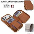 For iPhone 17 Pro Max Crossbody Zipper RFID Card Bag Phone Case(Brown) - 2