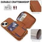 For iPhone 14 / 13 Crossbody Zipper RFID Card Bag Phone Case(Brown) - 2