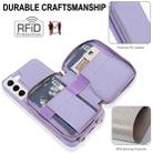 For Samsung Galaxy S22+ 5G Crossbody Zipper RFID Card Bag Phone Case(Light Purple) - 2