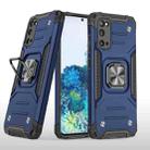 For Samsung Galaxy S20 Magnetic Armor Shockproof TPU + PC Case with Metal Ring Holder(Blue) - 1