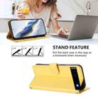 For Google Pixel 6a Embossed Heart Cat Leather Phone Case with Hand Strap(Yellow) - 3
