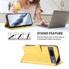 For Google Pixel 7 Embossed Heart Cat Leather Phone Case with Hand Strap(Yellow) - 3