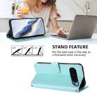 For Google Pixel 10 Pro XL / 9 Pro XL Embossed Heart Cat Leather Phone Case with Hand Strap(Mint Green) - 3