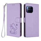 For T-Mobile Revvl 7 Pro / T Phone 2 Pro 5G Embossed Heart Cat Leather Phone Case with Hand Strap(Light Purple) - 2