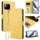 For T-Mobile Revvl 7 Pro / T Phone 2 Pro 5G Embossed Heart Cat Leather Phone Case with Hand Strap(Yellow) - 1