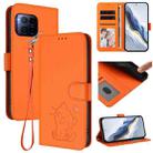For T-Mobile Revvl 7 Pro / T Phone 2 Pro 5G Embossed Heart Cat Leather Phone Case with Hand Strap(Orange) - 1