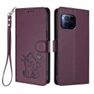 For T-Mobile Revvl 7 Pro / T Phone 2 Pro 5G Embossed Heart Cat Leather Phone Case with Hand Strap(Dark Purple) - 2