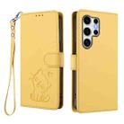 For Samsung Galaxy S25 Ultra 5G Embossed Heart Cat Leather Phone Case with Hand Strap(Yellow) - 2