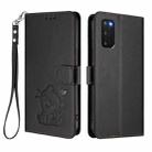 For Samsung Galaxy S20 FE Embossed Heart Cat Leather Phone Case with Hand Strap(Black) - 2