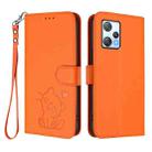 For Blackview A53 Embossed Heart Cat Leather Phone Case with Hand Strap(Orange) - 2